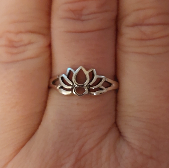 Lotus Flower Sterling Silver Ring - Picture 3 of 4